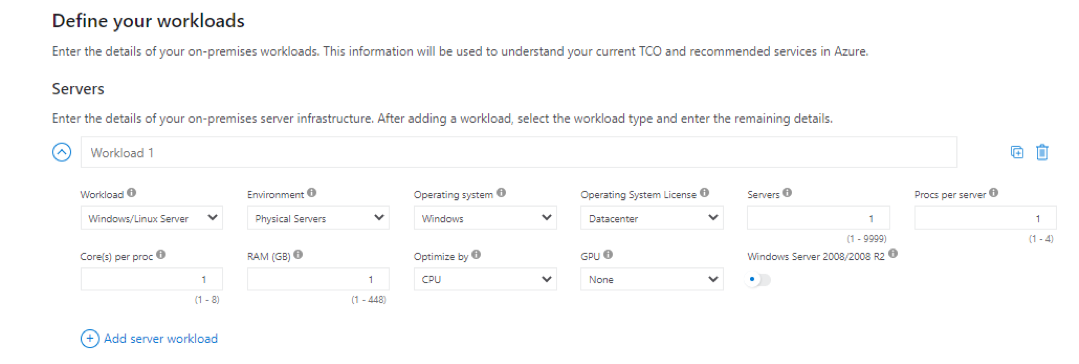 Azure calculator